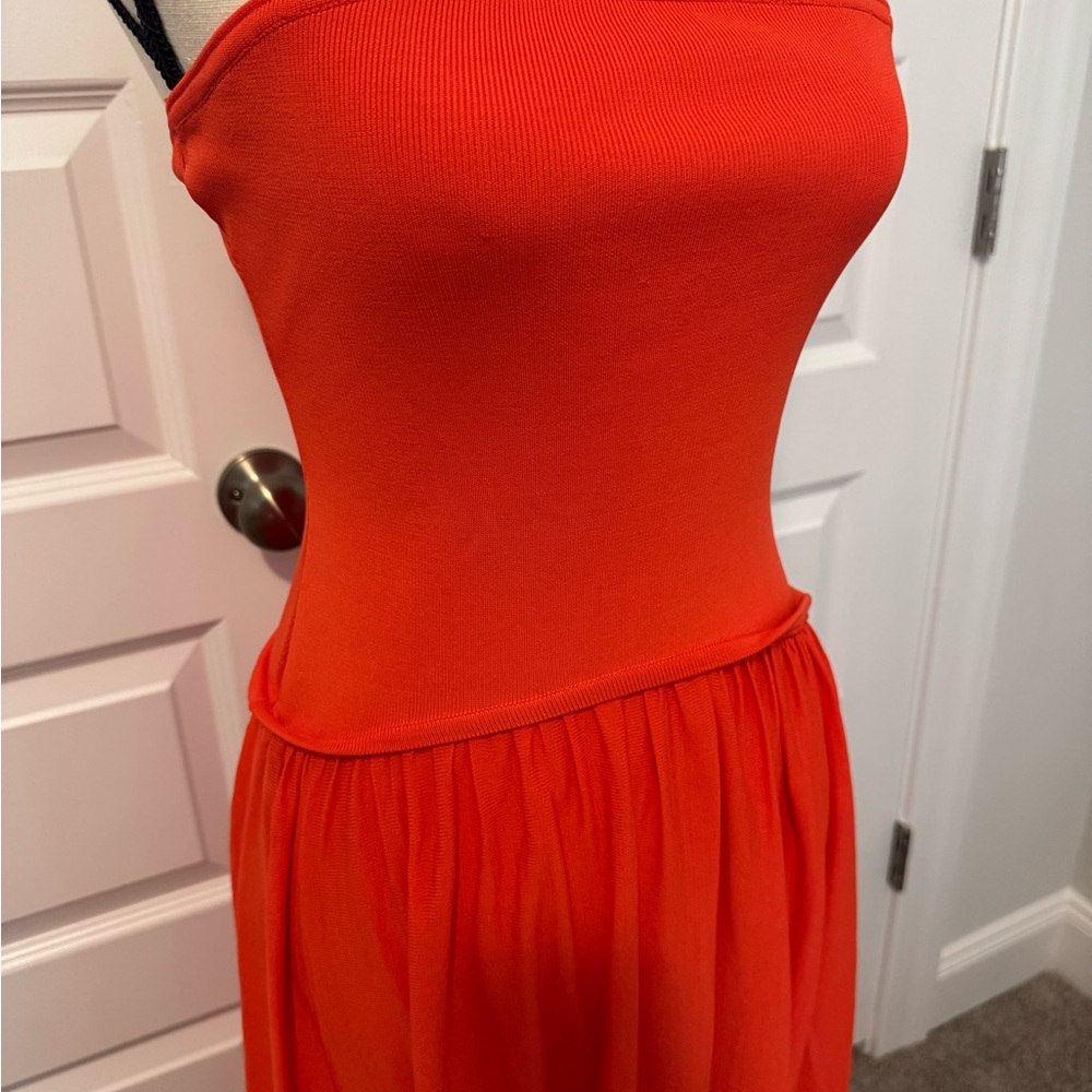 SOLID & STRIPED Strapless Orange-Red Maxi Dress - image 3
